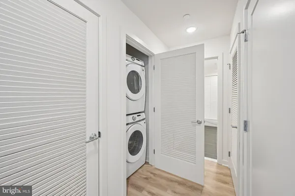 a storage room with washer and dryer