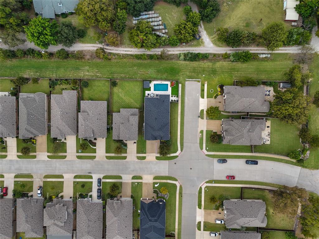 2925 Inn Kitchen Way McKinney, TX 75071 - Photo 35 of 40 an aerial view of a house with a yard and lake view