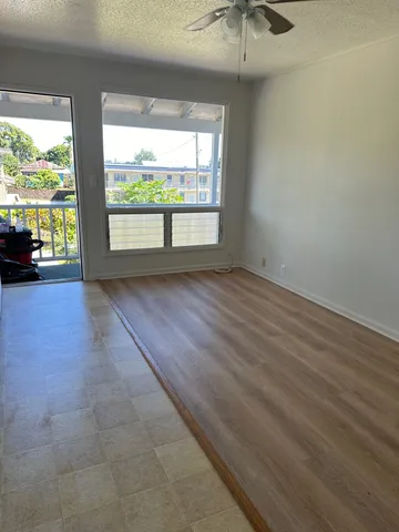 an empty room with windows