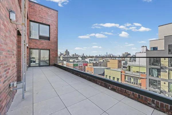 a balcony with city view