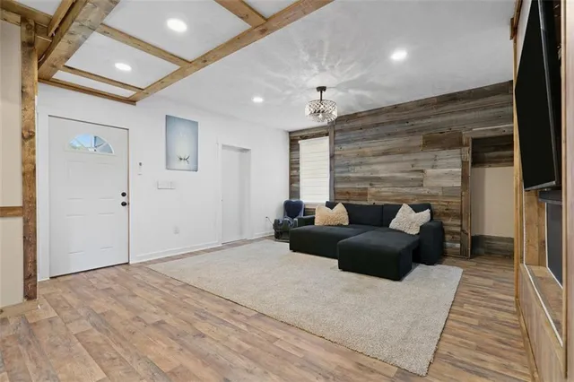 a living room with furniture