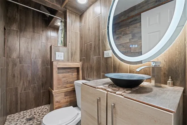 a living room with a couch and a table