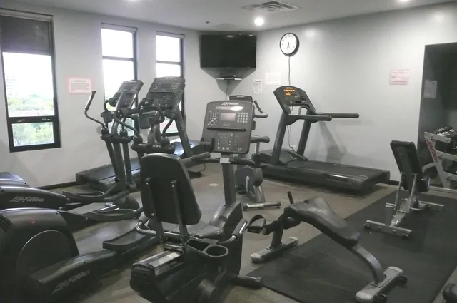 a room with gym equipment