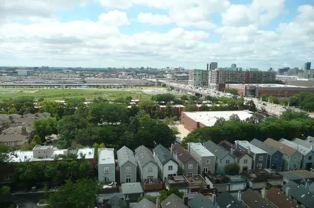 an aerial view of city
