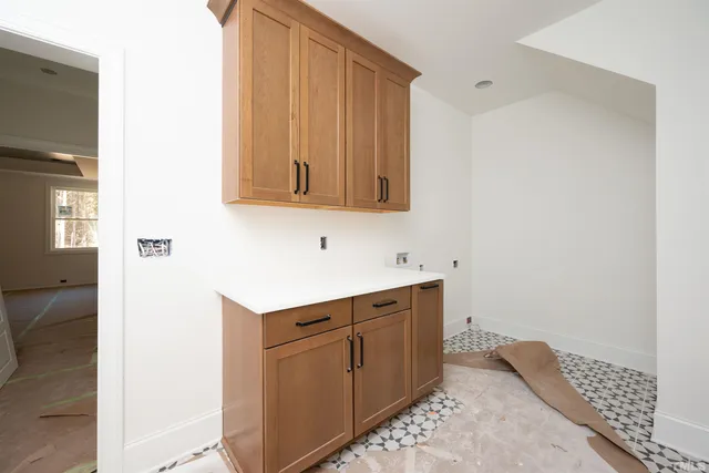 an empty room with windows