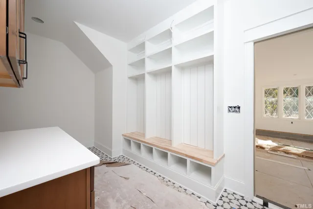 a bathroom with a bathtub