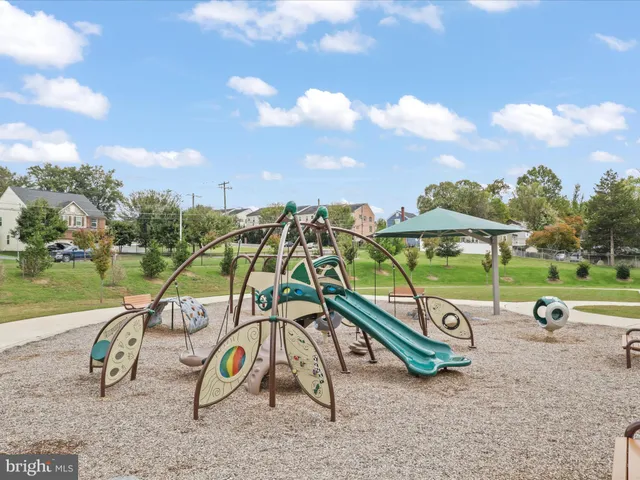 a view of a park with slide