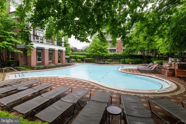 a view of a swimming pool with lounge chair