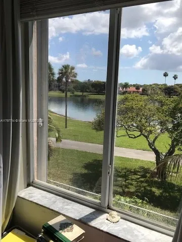 a view of a glass door
