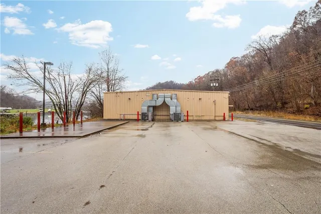 a view of a lake with a city