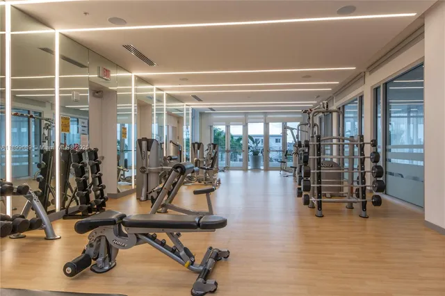 a view of a room with gym equipment