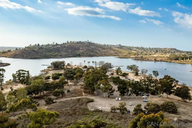 a view of a lake with a mountain