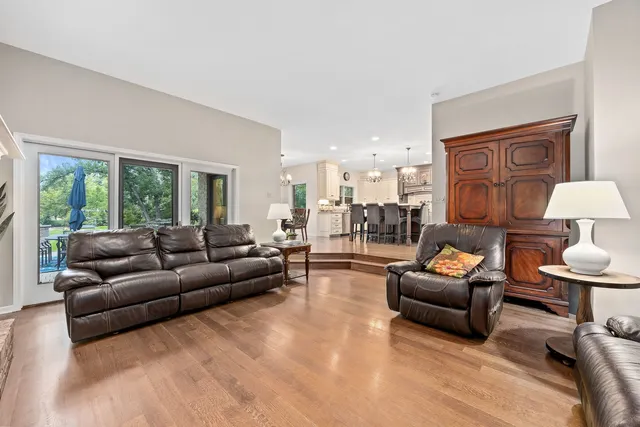 a living room with a large window