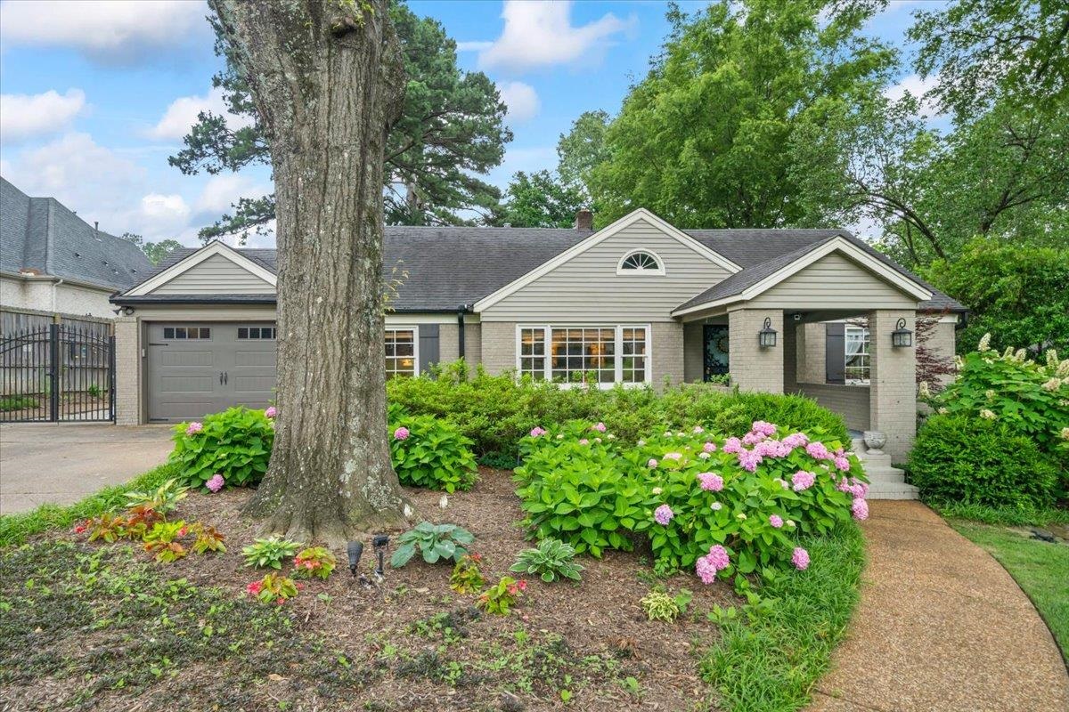 5283 Cole Road Memphis, TN 38120 - Photo 1 of 35 a front view of a house with a yard and fountain