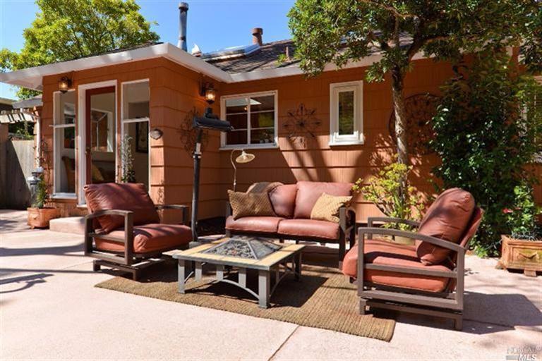 a outdoor space with patio furniture