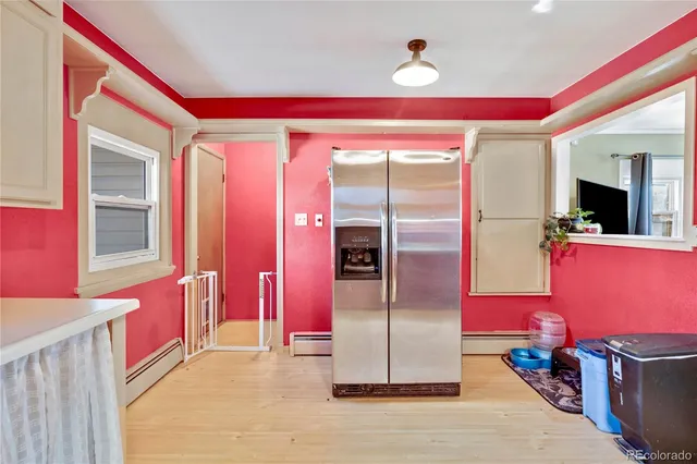 a hall way with furniture