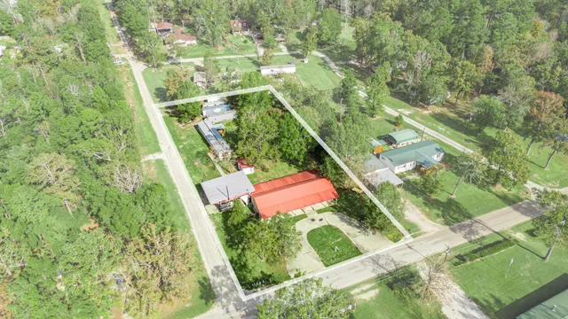 an aerial view of a house