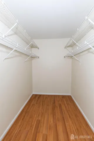 a view of a room with racks on the wall