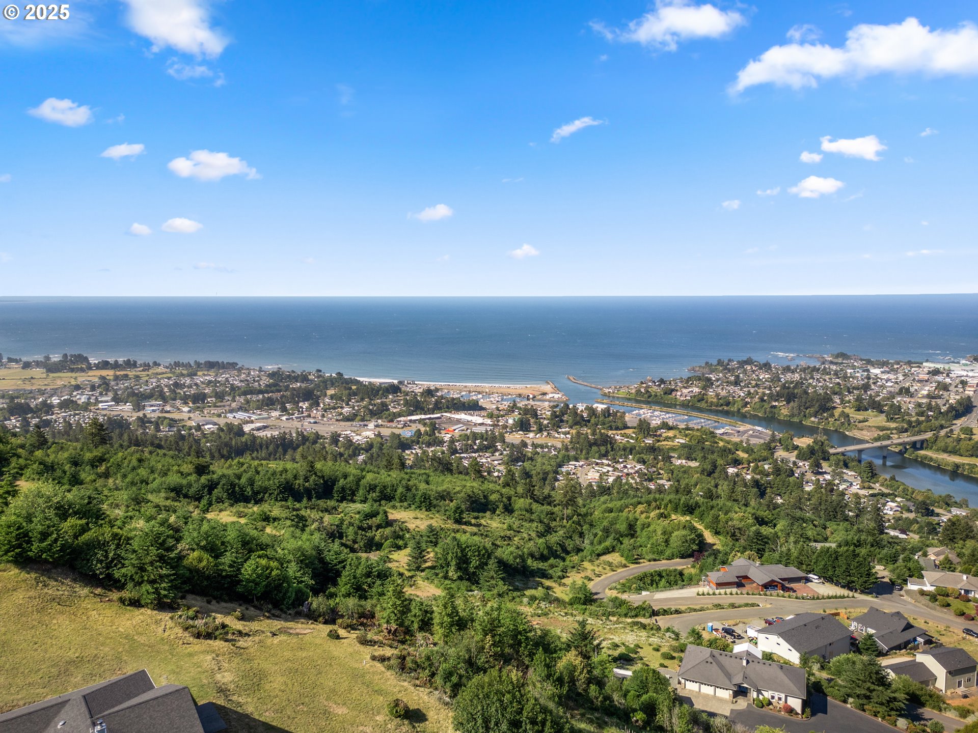 Crown Terrace Loop, Unit 2 Brookings, OR 97415 - Photo 16 of 23 an aerial view of residential houses with outdoor space and trees
