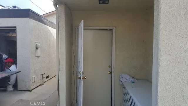 a bathroom with a granite countertop shower