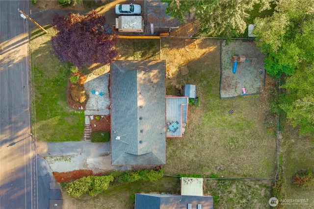 an aerial view of a house