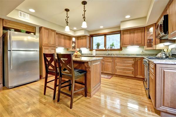 119 Pecunit Street Canton, MA 02021 - Photo 4 of 28 a kitchen with stainless steel appliances granite countertop a table chairs refrigerator and sink