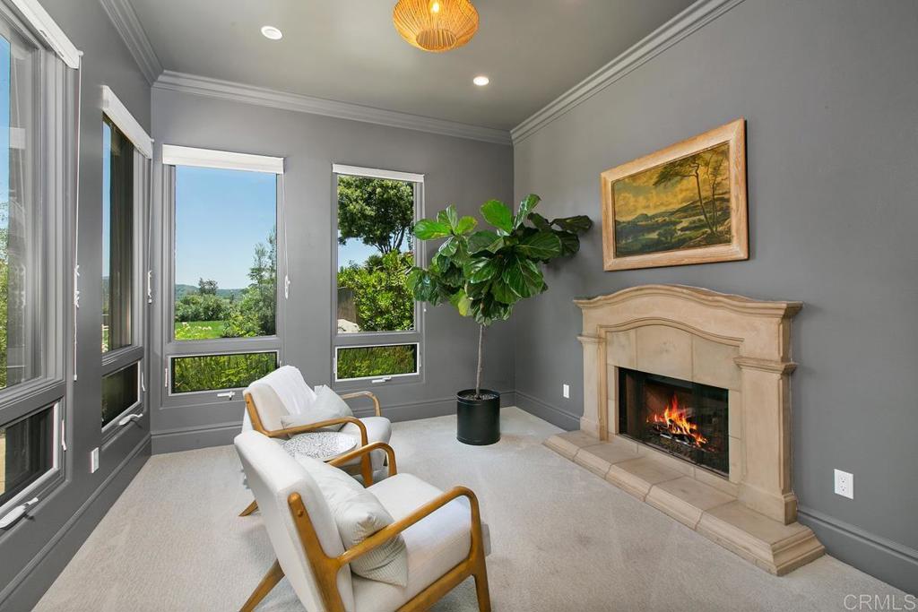 18365 Old Coach Way Poway, CA 92064 - Photo 24 of 55 a living room with furniture a fireplace and a potted plant