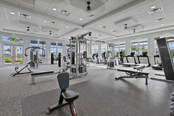 a view of a room with gym equipment