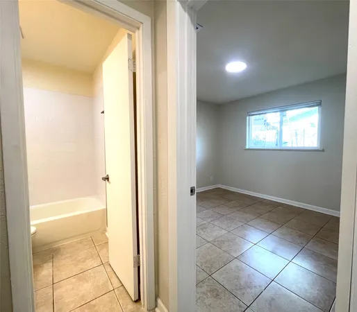 a bathroom with a bathtub