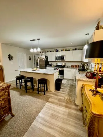 a kitchen with lots of counter top space