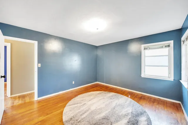 a view of a big room with windows and closet