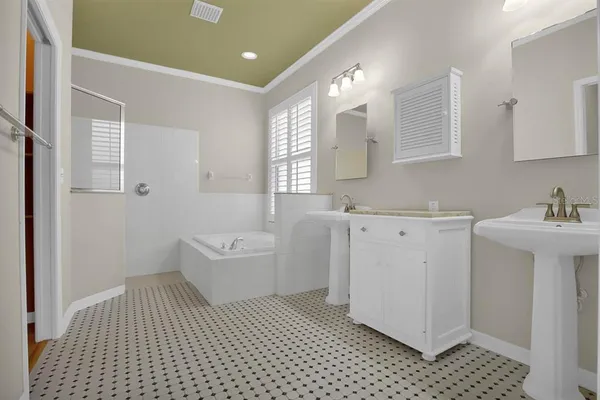 a bathroom with a sink and a shower