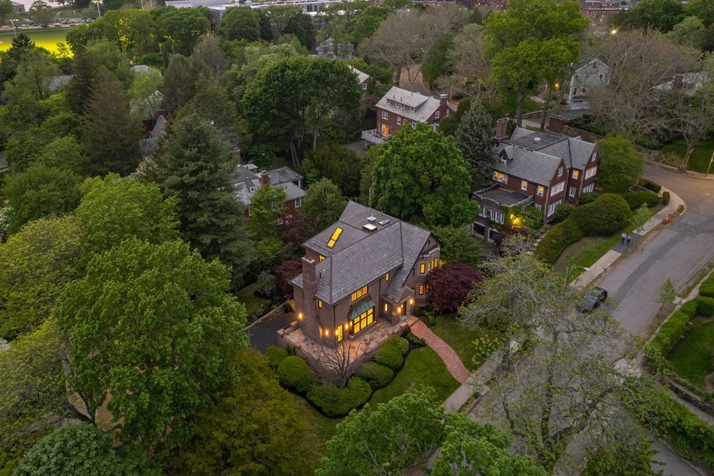 85 Willard Road Brookline, MA 02445 - Photo 10 of 29 an aerial view of a house with a yard and trees
