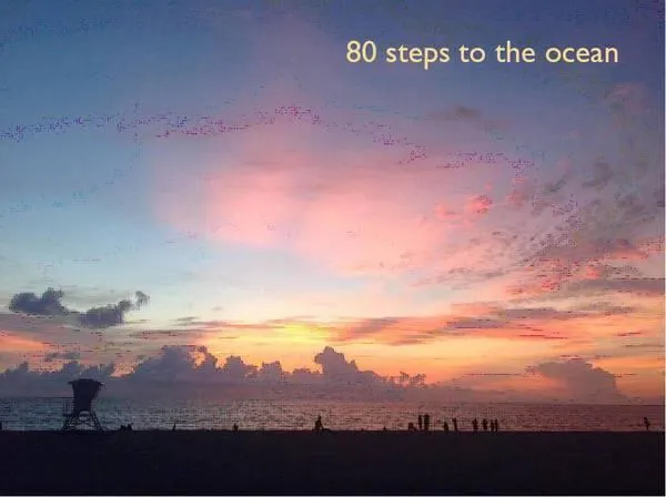 a view of a yard with an ocean view