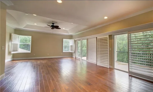 an empty room with windows