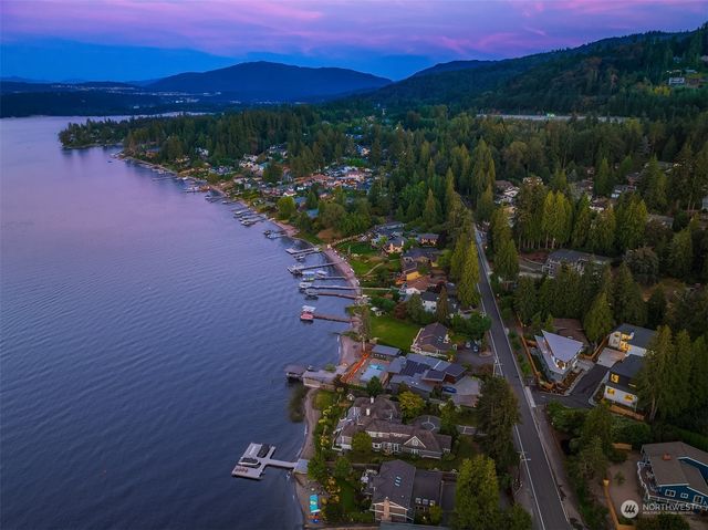 a view of a city with sunset view