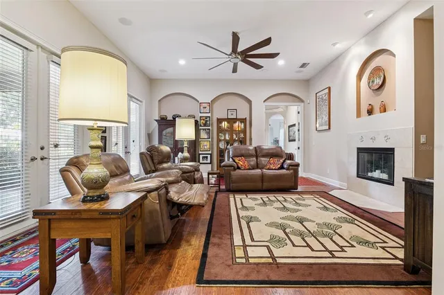 a living room with furniture