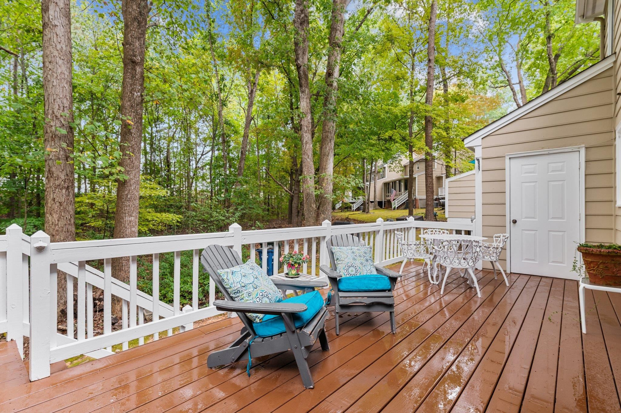 7818 Breckon Way Raleigh, NC 27615 - Photo 23 of 27 Exterior Deck overlooking the peaceful backyard to relax on. Deck and Storage