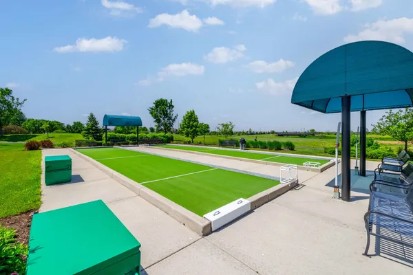 a view of a park with slide