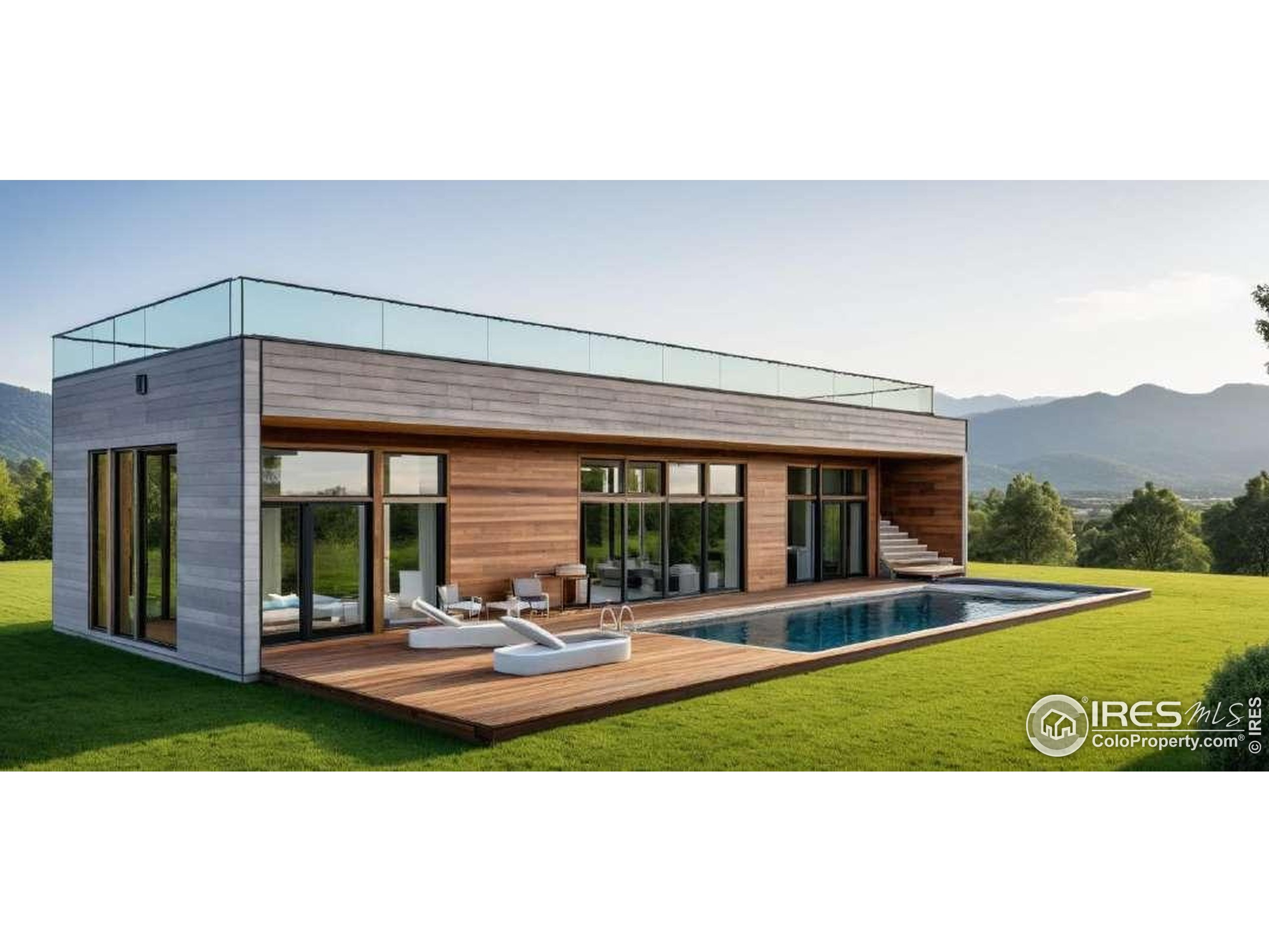 Undisclosed Address Loveland, CO 80537 - Photo 2 of 8 a view of a swimming pool with lawn chairs and a yard