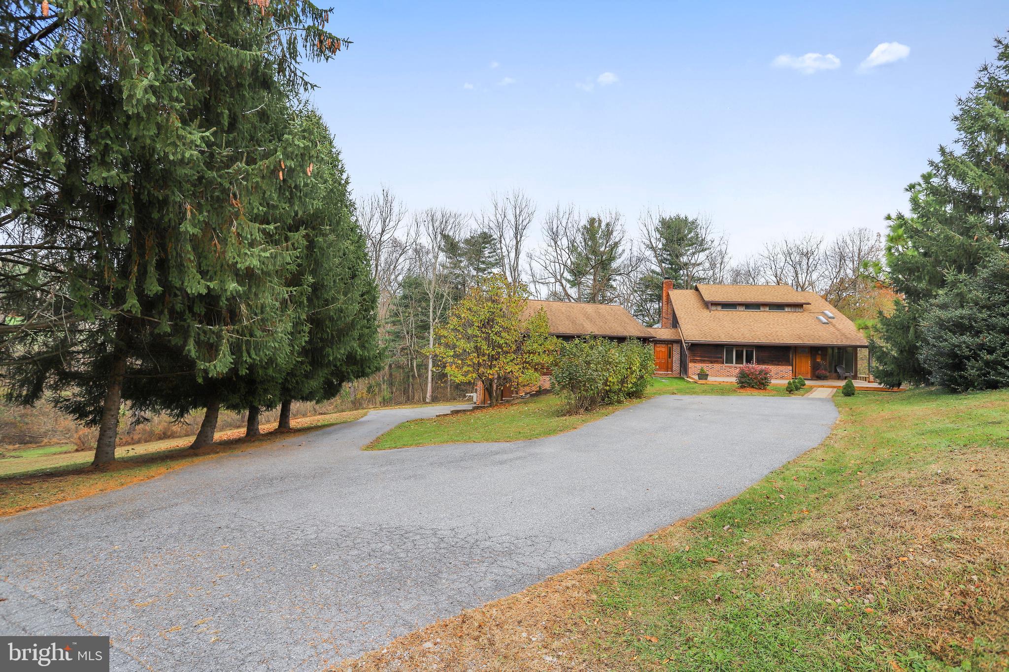 To the left is the two-car garage