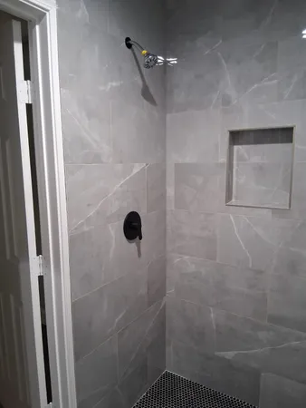 a bathroom with a shower