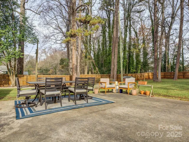 an outdoor view with patio