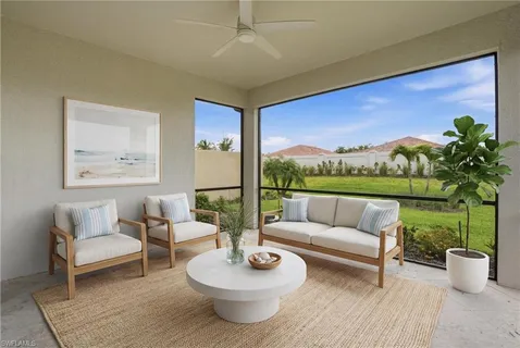 a view of a road with a big yard