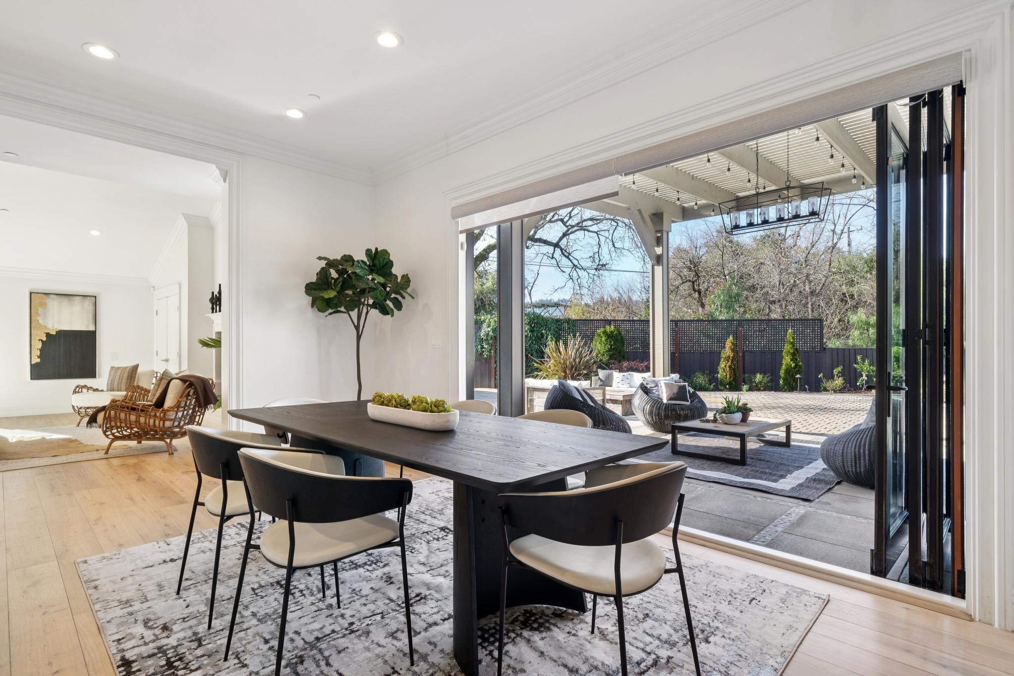 3957 Rancho Road Lafayette, CA 94549 - Photo 20 of 60 Dining area with crown molding, light wood finished floors, and recessed lighting