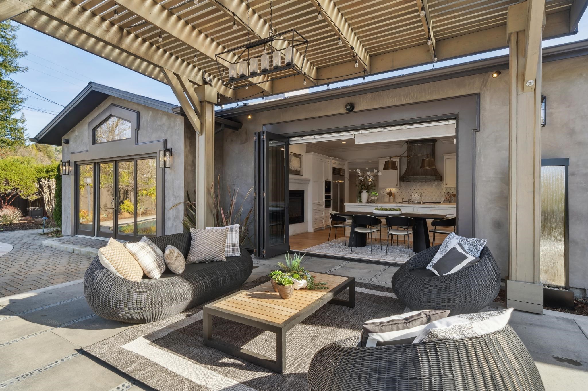 3957 Rancho Road Lafayette, CA 94549 - Photo 42 of 60 View of patio with a pergola and an outdoor living space