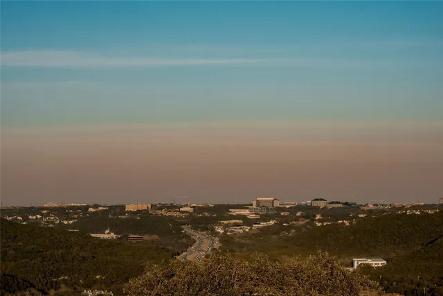 a view of city and mountain