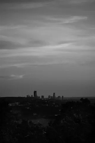 a view of city and mountain
