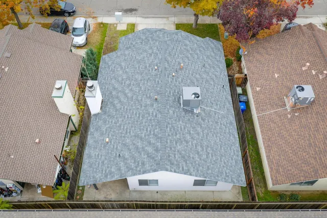 an aerial view of a house