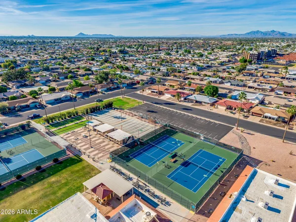 an aerial view of a city